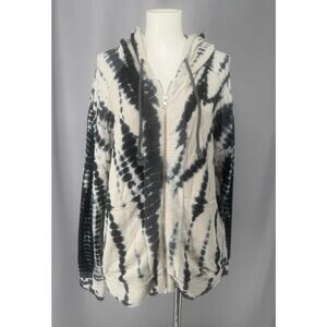 Gypsy 05 Hoodie Womens Medium Black White Tie Dye Soft Zip Sweatshirt Y2k Retro